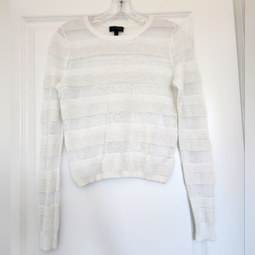 The Limited white sheer horizontal striped sweater size Small